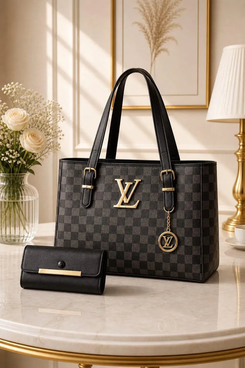 Leather Shoulder Bag with Matching Wallet for Women