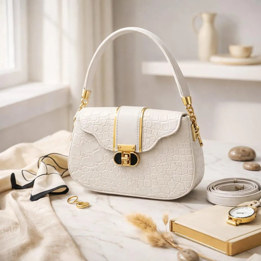 Royal Crocodile Textured Leather Handbag for Women