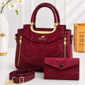 Printed Leather Handbag Set For Women