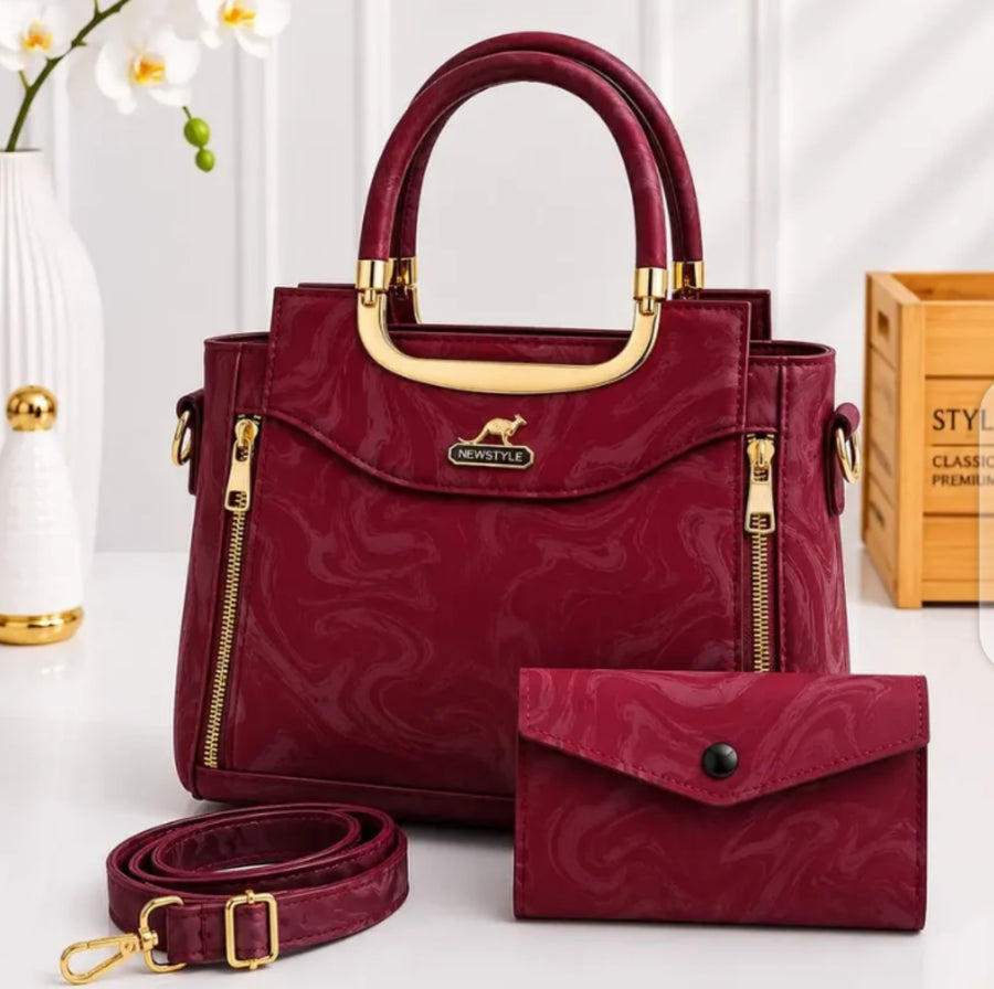 Printed Leather Handbag Set For Women