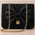 Luxury Velvet Bow Leather Shoulder Bag for Women